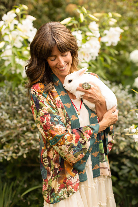 Pixie Duster Cropped Kimono - Stay Gold w/ Rabbit, Bees