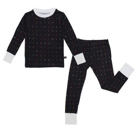 2 Peice Pajamas (Long Sleeve) - Rainbow Typewriter