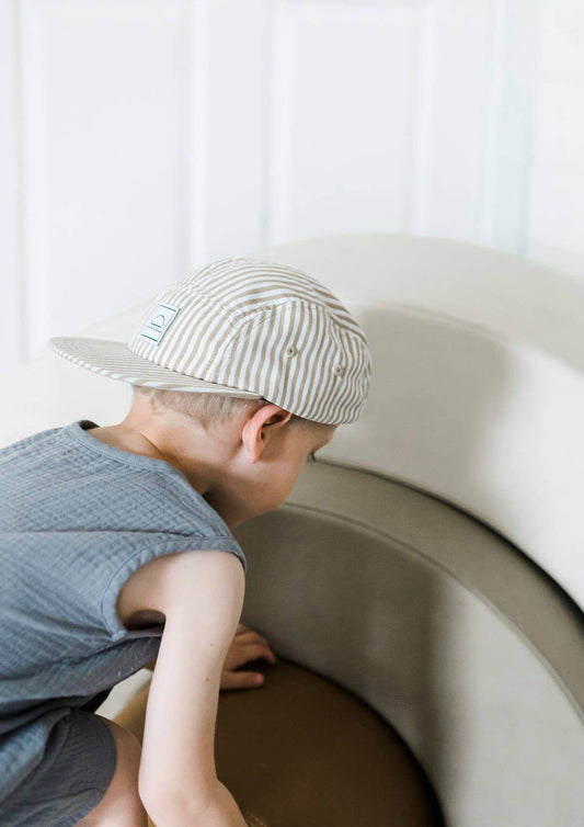 Hat (Kids) - Cotton Five-Panel cap (Linen Stripe)