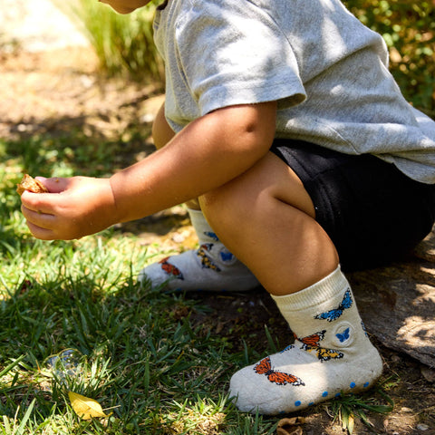 Kids Socks that Protect Butterflies - Beige