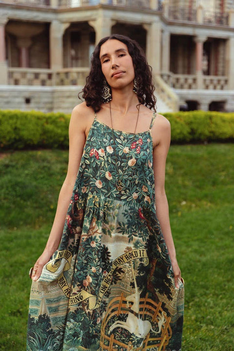Bohéme Long Maxi Slip Dress - Wildheart with Unicorn & Castle