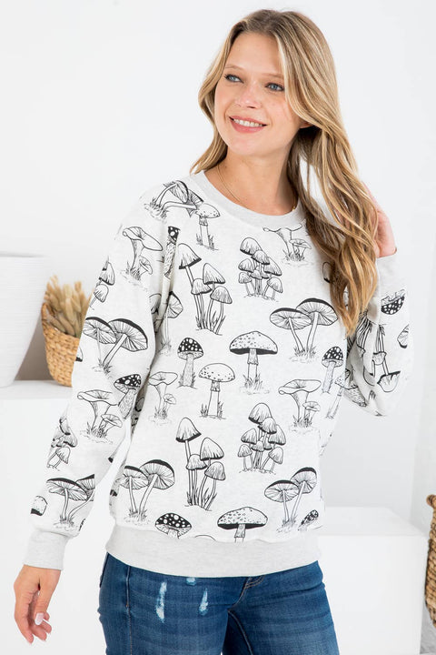 Sweatshirt (Crew Neck) - Mushroom Print