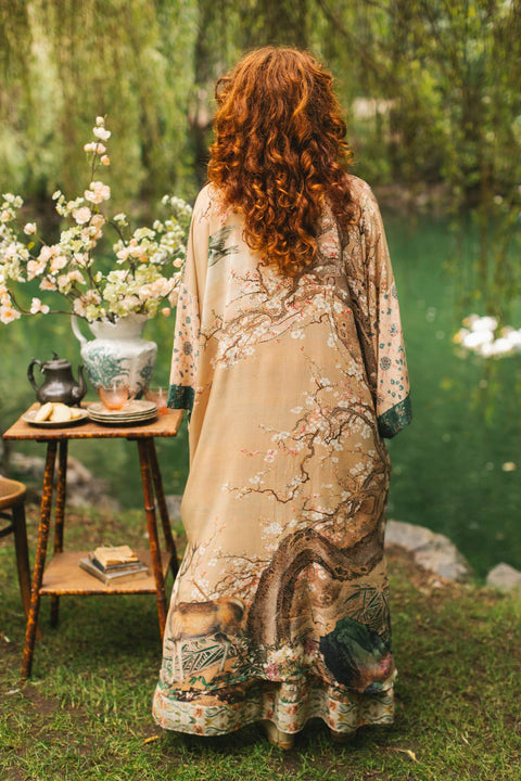 Duster Kimono Robe - Fable Opera with Deer Moon & Blossom