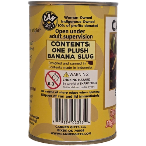 Stuffed Animal - Slick the Canned Banana Slug (Regular Lid)