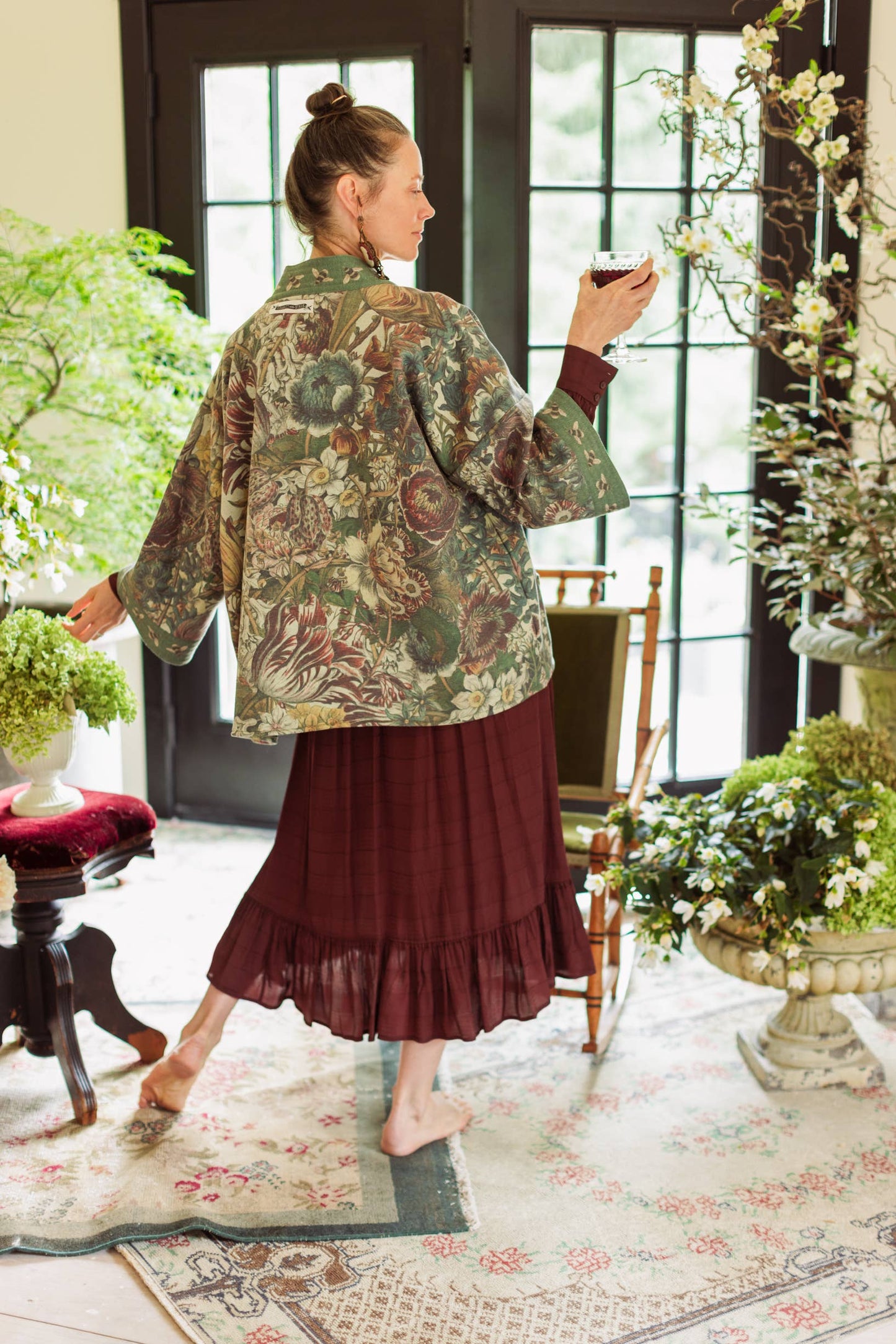 Fleece Cardigan Kimono Jacket - Love Grows Wild Contemporary/Floral