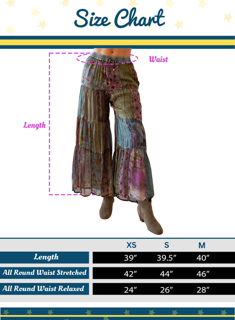 Pants - Long Flared Patch Boho Babe Grey