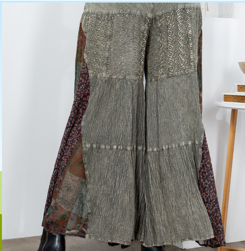 Pants - Rustic Bohemian Side Paneled Patchwork Gravel