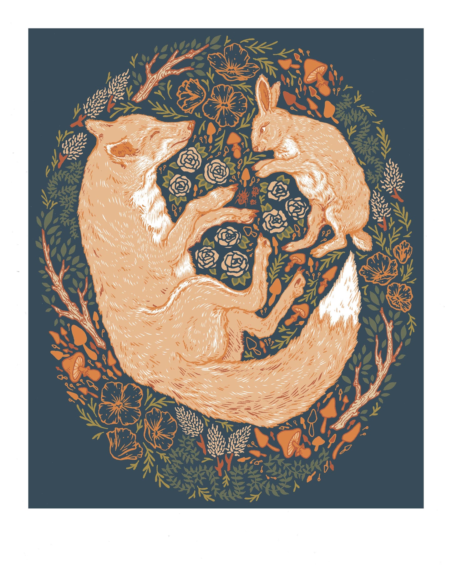 Art Print - Fox and Hare 8x10