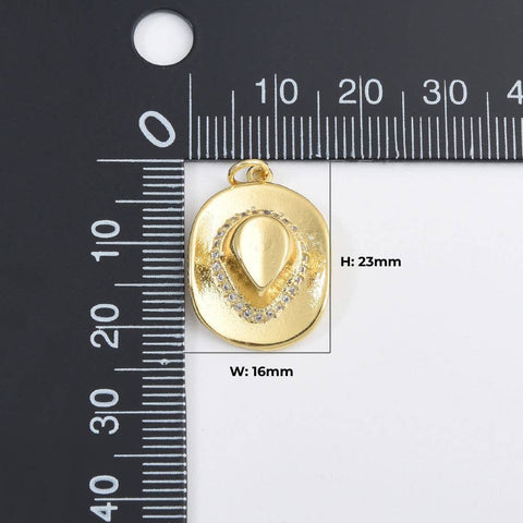 Pendant - Gold Filled Cowboy Hat with Cubic Zirconia