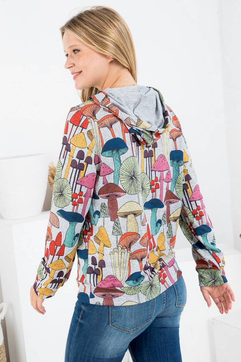Hoodie - Whimsical Mushroom Print