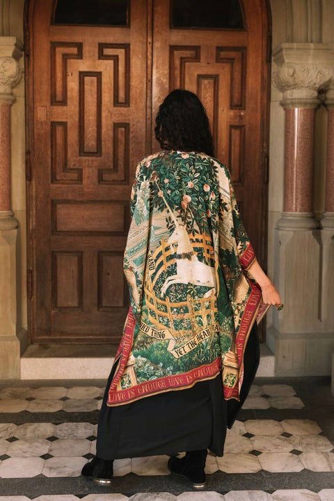 Goddess Duster Kimono - Wildheart with Florals, Unicorn & Castle