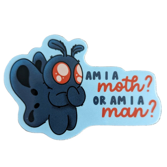 Man or Moth? - Cute Cryptid Mothman Spooky Vinyl Sticker