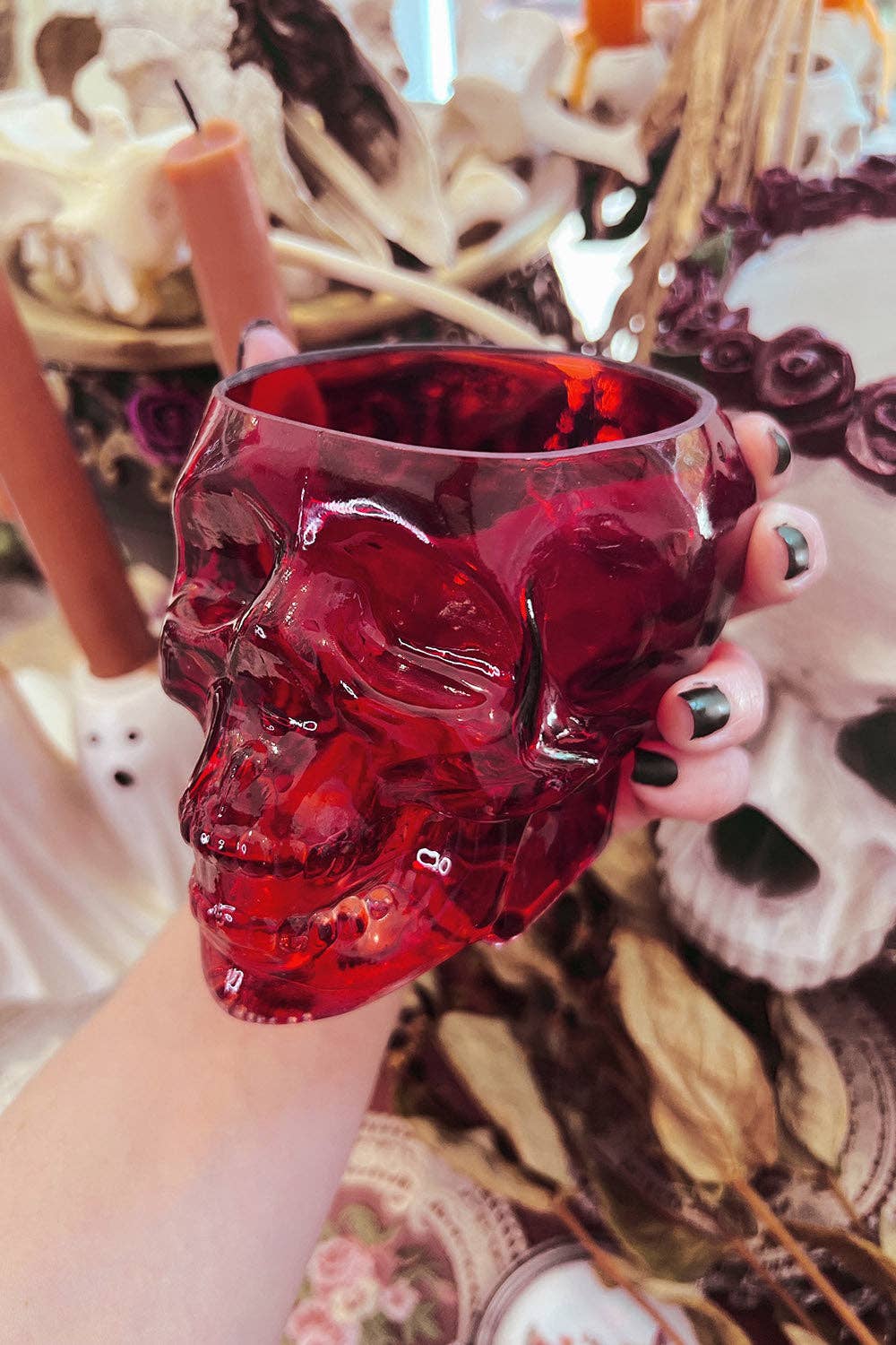 Drinking Glass (12oz) - Blood Red Skull