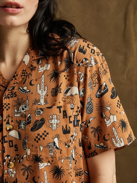 Casual Button-Up Shirt (Women's) - Raise Hell Eat Tacos