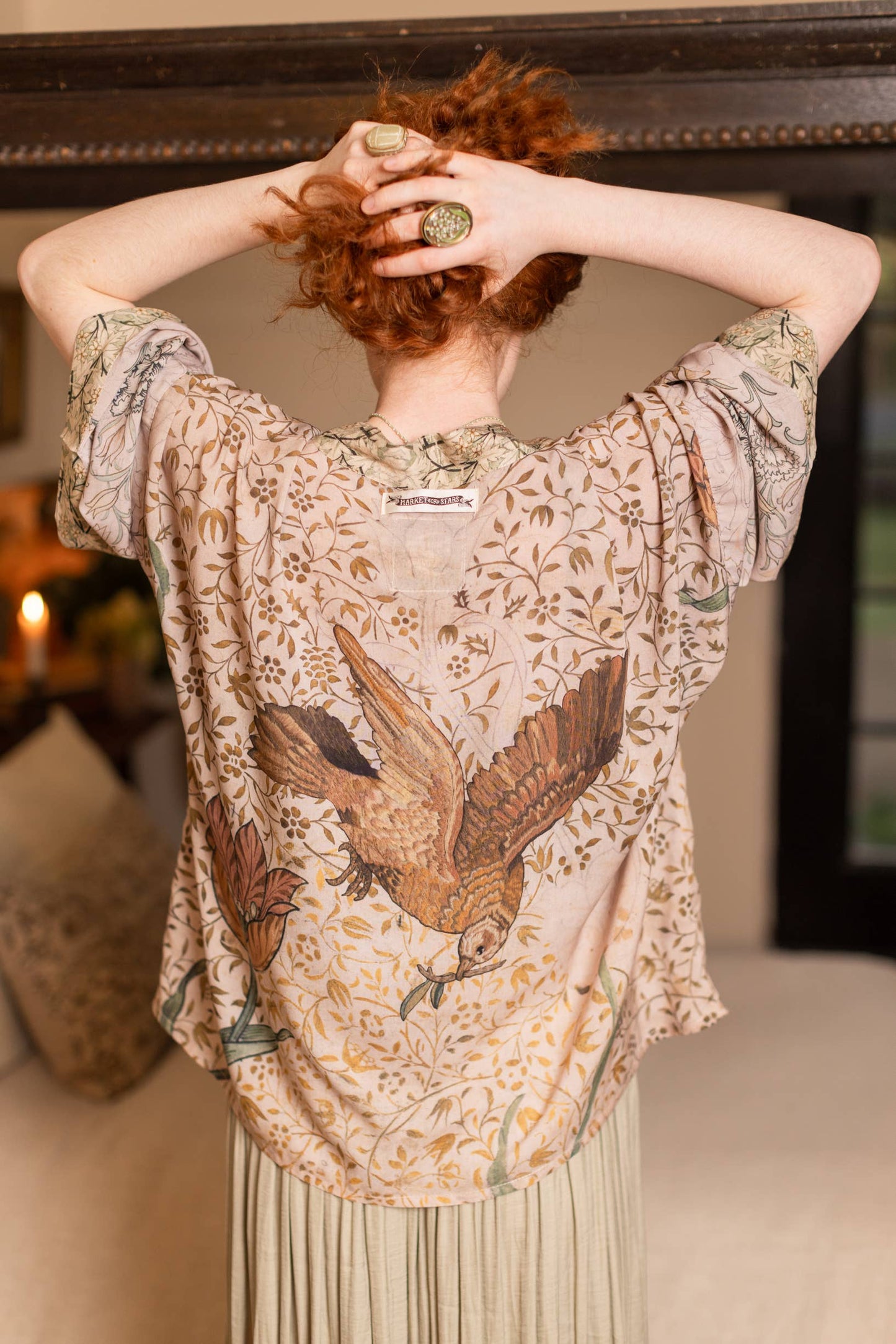 Bamboo Floral Cropped Kimono - Folklore Bird of Peace