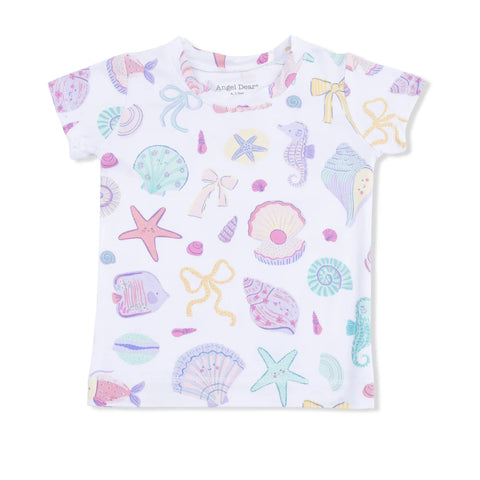 2 Piece Pajamas (Short Sleeve & Shorts) - Floral Sea Creatures