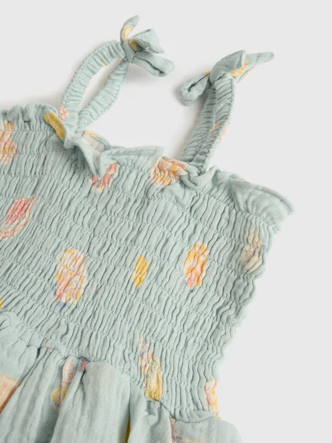 Last One - Size 3/6M: Smocked Bubble with Skirt - Pretty Seashells