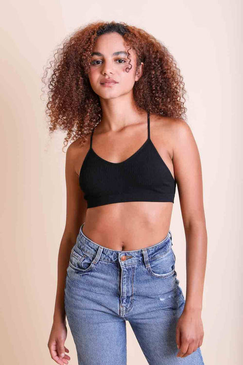 Tattoo Mesh Racerback Bralette - Black