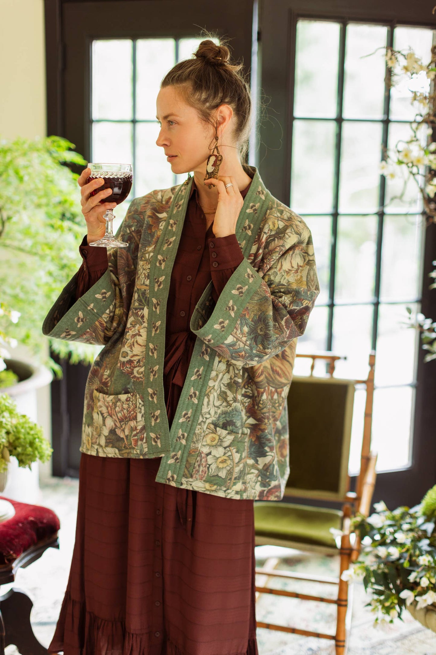 Fleece Cardigan Kimono Jacket - Love Grows Wild Contemporary/Floral