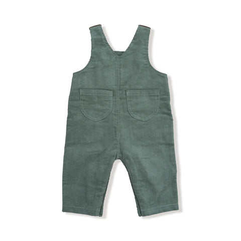 Overalls - Corduroy Dark Ivy with Apple Applique