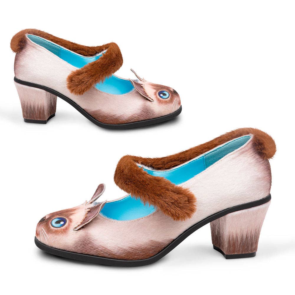 Women's Shoe - Chocolaticas® Mid Heels Siamese Cat Women's Mary Jane Pump