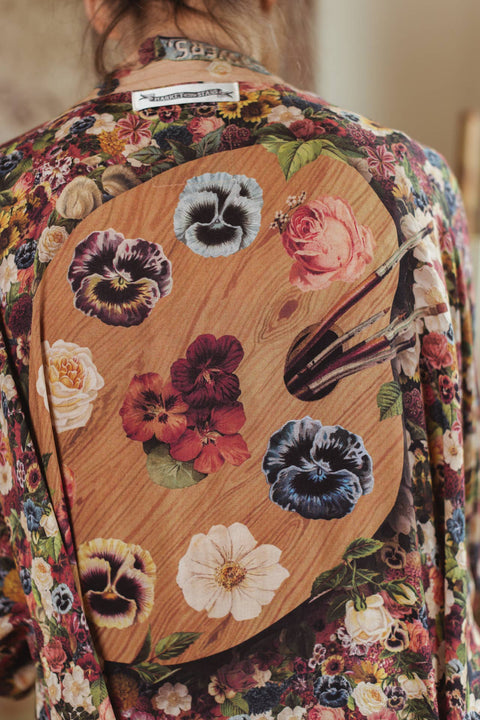 Opera Duster Kimono Robe - Art of Life w/Flower Palette