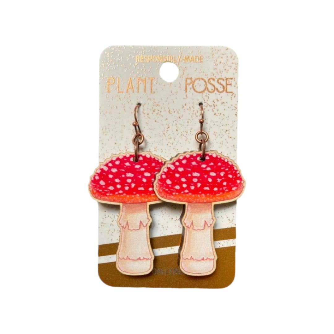 Dangle Earrings - Red Caps (Large)