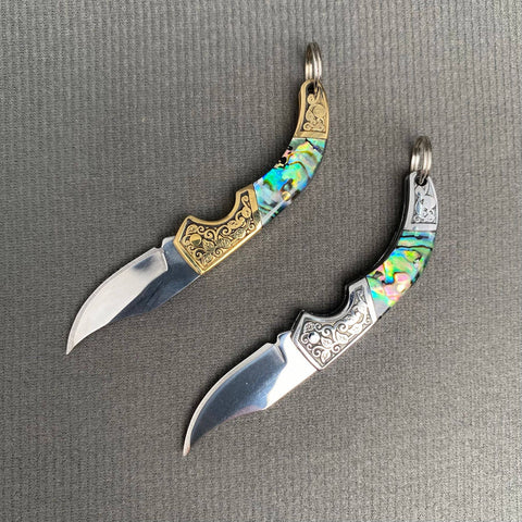 Foldable Knife - Shell Inlaid (Silver)