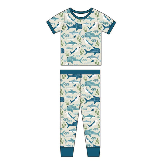 2 Piece Pajamas (Short Sleeve) - Shark Friends