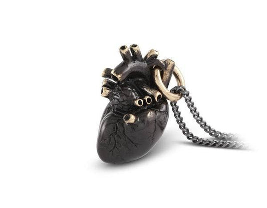 Jewelry - Black Anatomical Heart Necklace (Bronze)