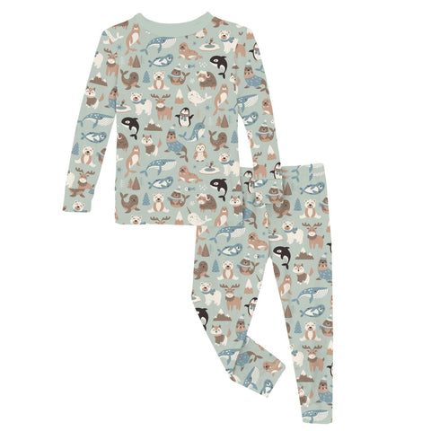 2 Piece Pajama Set (Long Sleeve) - Aloe Arctic Animals