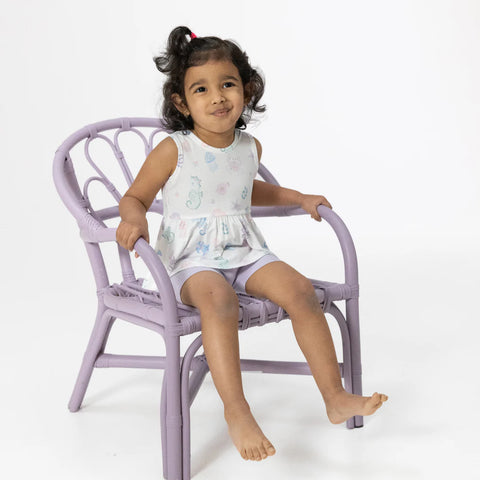 Peplum Tank & Bike Shorts - Floral Sea Creatures