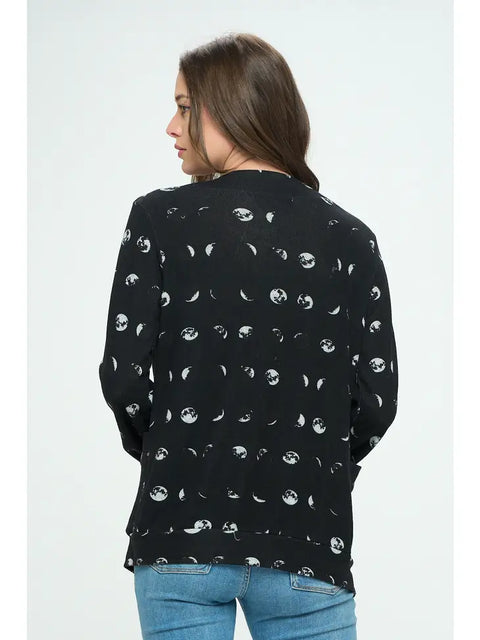 Cardigan - Moon Phases Print with Pockets