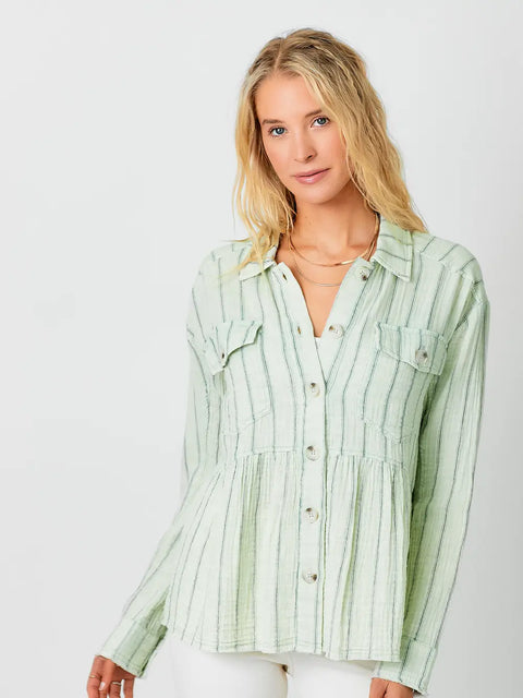 Jacket - Washed Peplum Light Sage