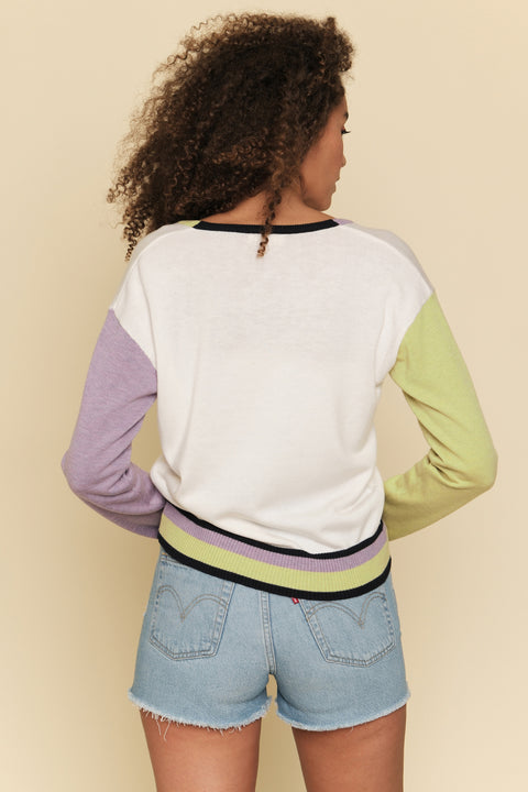 Cardigan - Colorblock Button Down