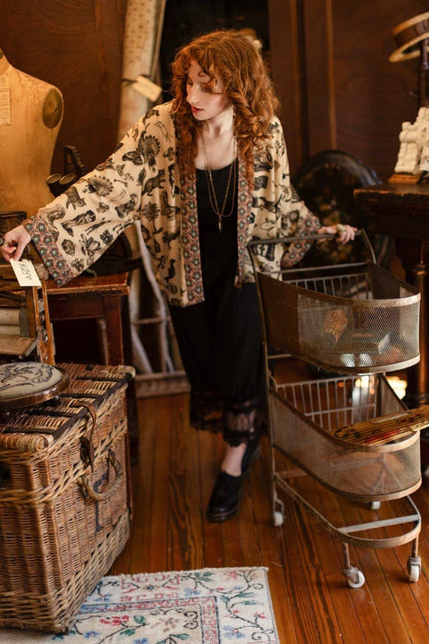 Pixie Duster Crop Kimono - Curiosities w/ whimsical print