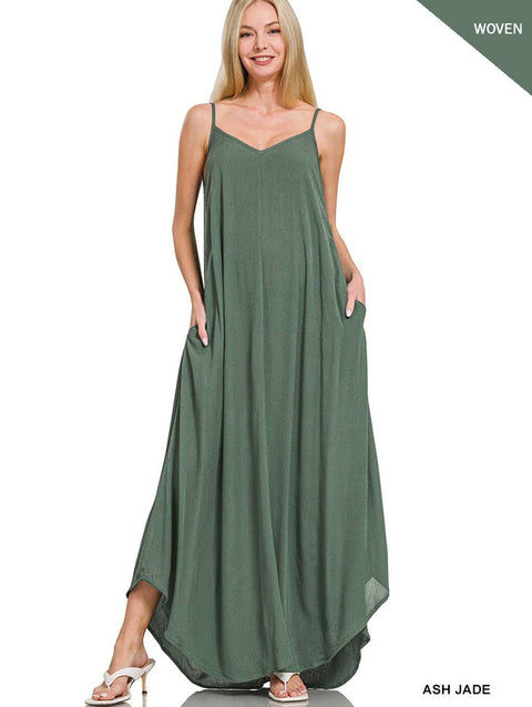 Woven Cami Dress with Pockets - Ash Jade