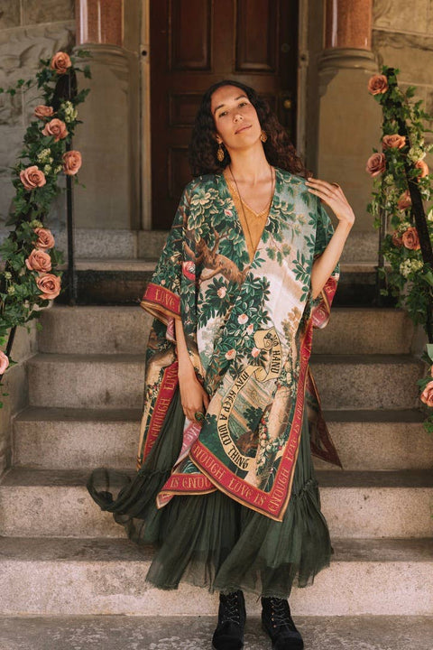 Goddess Duster Kimono - Wildheart with Florals, Unicorn & Castle