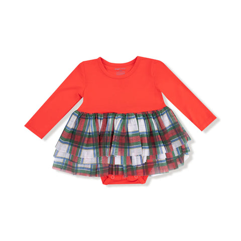 Tutu Onesie - Holiday Plaid