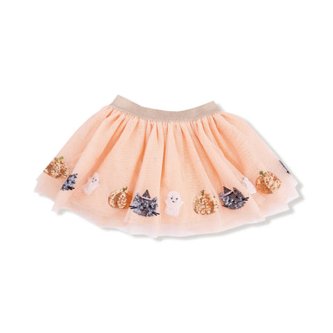 Tutu Skirt - Halloween Cat and Ghost Orange