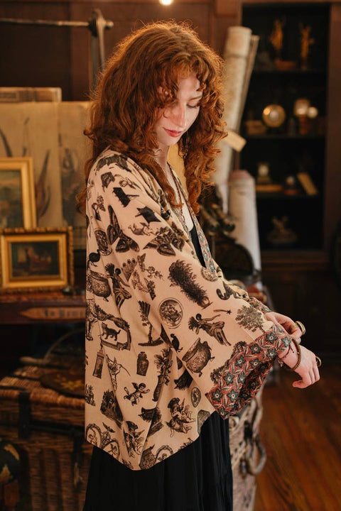 Pixie Duster Crop Kimono - Curiosities w/ whimsical print
