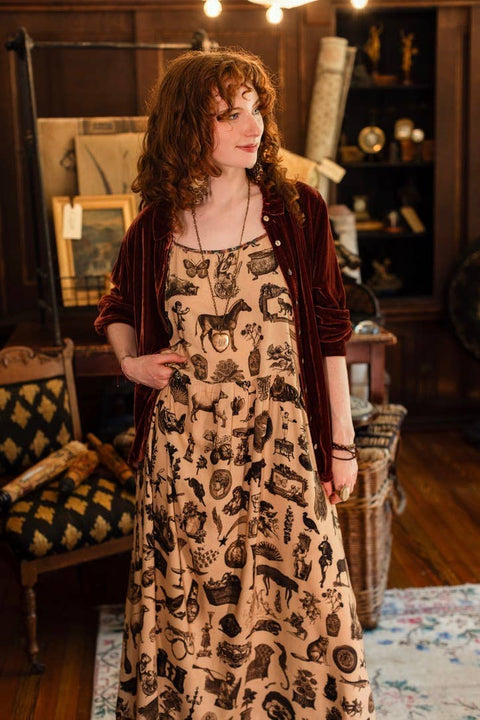 Bohéme Maxi Slip Dress - Curiosities w/ whimiscal print