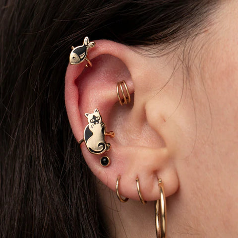 Ear Cuff Set - Cat + Fish