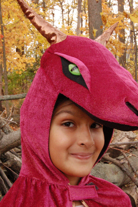 Dress Up - Dragon Cape With Hood Starry Night Red/Copper