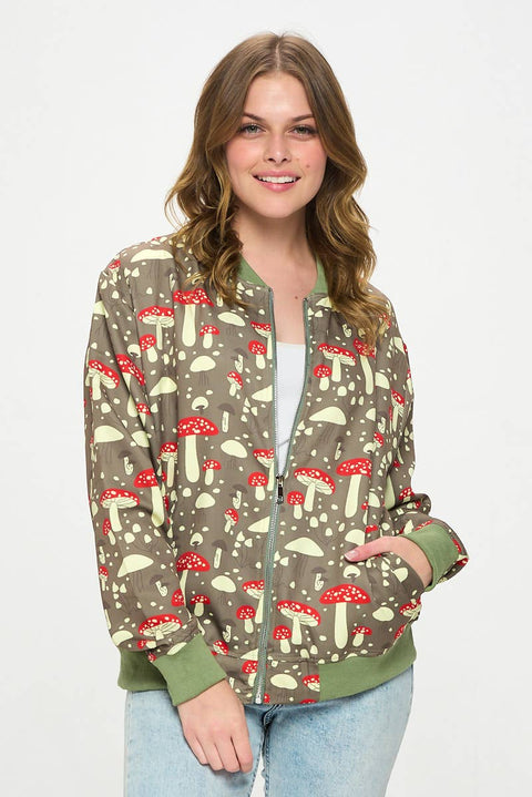 Bomber Jacket - Wild Mushrooms Green
