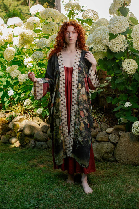 Bamboo Duster Kimono Robe - I Dream In Flowers Bees