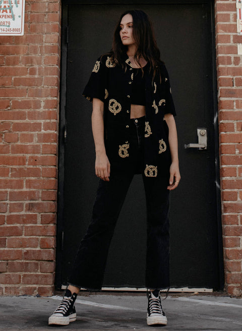 Casual Button Down Shirt (Unisex) - Don't Get It Twisted Pretzel