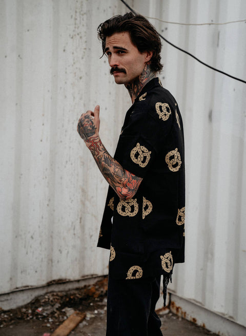 Casual Button Down Shirt (Unisex) - Don't Get It Twisted Pretzel