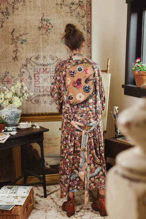 Opera Duster Kimono Robe - Art of Life w/Flower Palette
