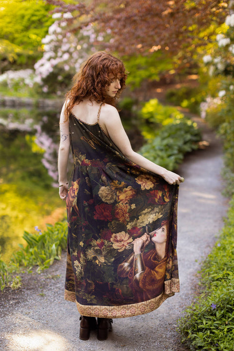 Long Maxi Slip Dress - The Messenger w/ Joan of Arc & Florals